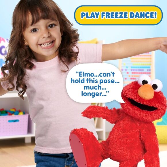 14” Sesame Street Hokey Pokey Elmo Bilingual Stuffed Animal for Pretend Play - Picture 6 of 6